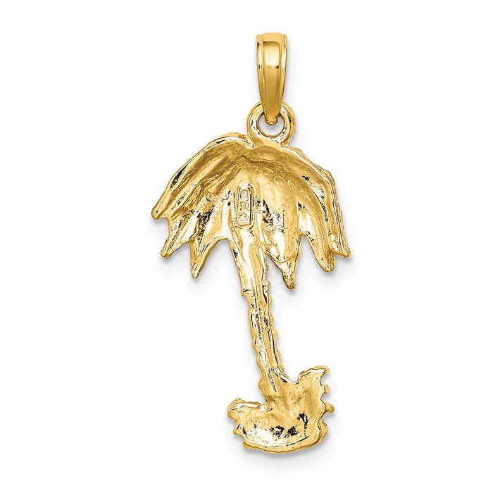 Million Charms 14K Yellow Gold Themed With Rhodium-Plated 2-D & Textured Palm Tree Charm