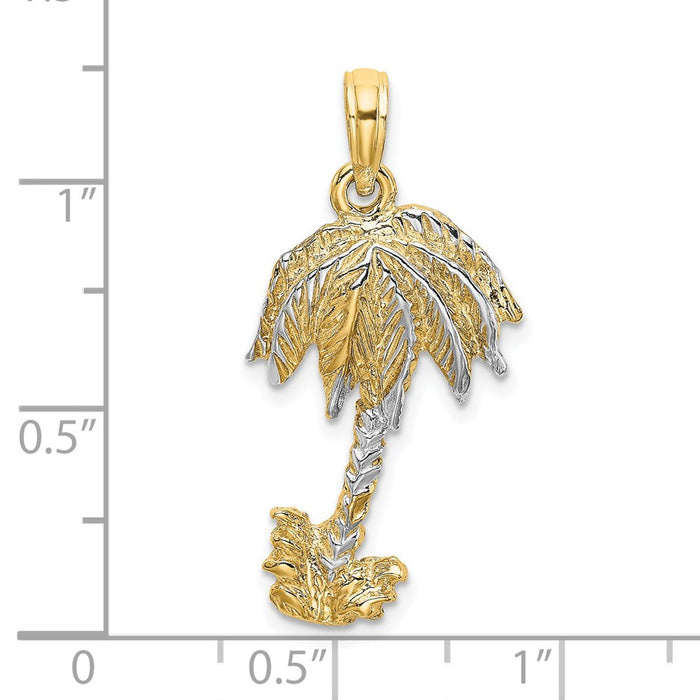 Million Charms 14K Yellow Gold Themed With Rhodium-Plated 2-D & Textured Palm Tree Charm