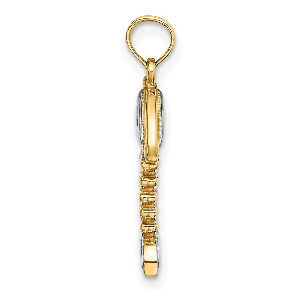 Million Charms 14K Yellow Gold Themed With Rhodium-Plated 3-D Fishbone Charm