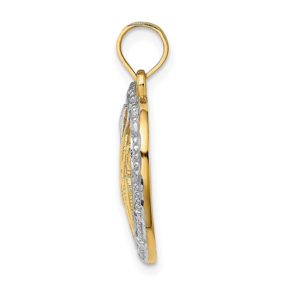 Million Charms 14K Yellow Gold Themed With Rhodium-Plated Bead Trim #1 Mom In Heart Charm