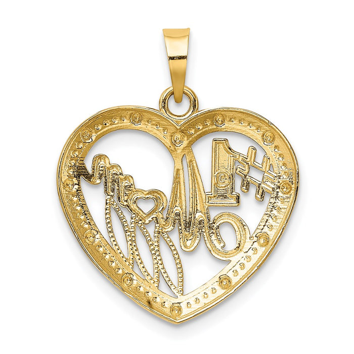Million Charms 14K Yellow Gold Themed With Rhodium-Plated Bead Trim #1 Mom In Heart Charm