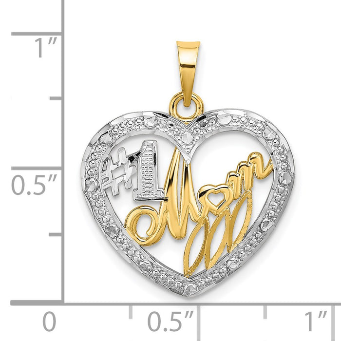 Million Charms 14K Yellow Gold Themed With Rhodium-Plated Bead Trim #1 Mom In Heart Charm