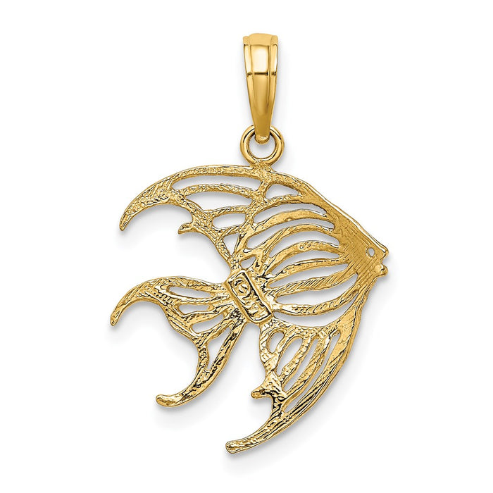 Million Charms 14K Yellow Gold Themed With Rhodium-Plated Cut-Out Angelfish Charm