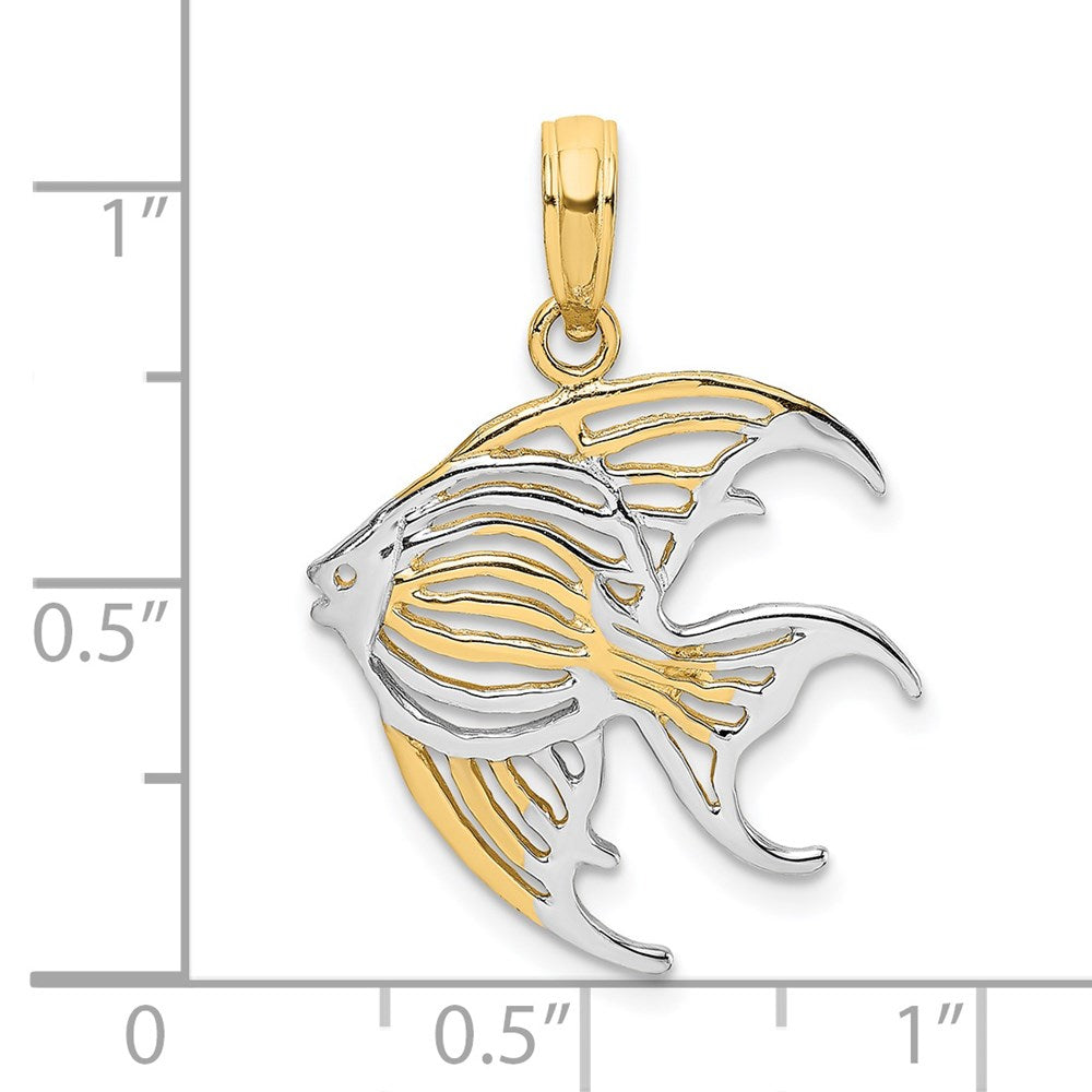 Million Charms 14K Yellow Gold Themed With Rhodium-Plated Cut-Out Angelfish Charm