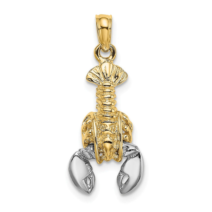 Million Charms 14K With Rhodium-Plated 2-D Moveable Lobster Charm