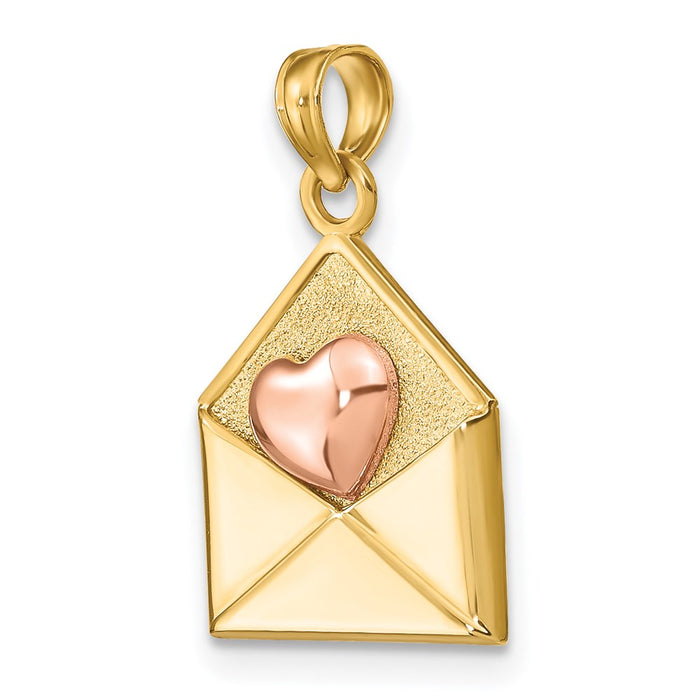 Million Charms 14K Rose & Yellow Gold Themed 3-D Xoxo Envelope Heart Charm
