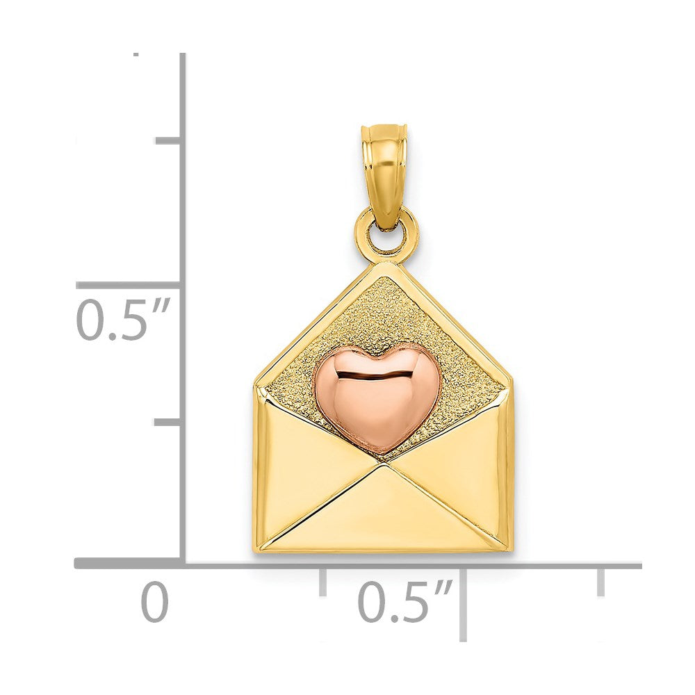 Million Charms 14K Rose & Yellow Gold Themed 3-D Xoxo Envelope Heart Charm