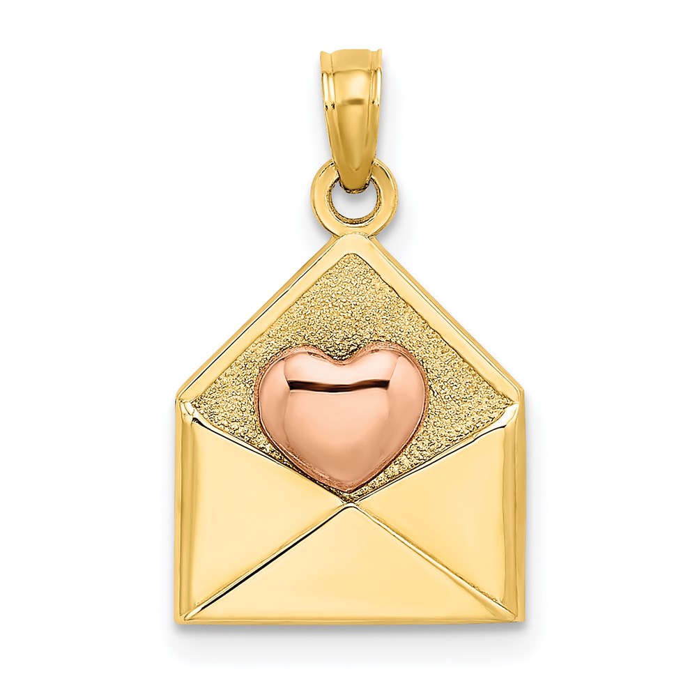 Million Charms 14K Rose & Yellow Gold Themed 3-D Xoxo Envelope Heart Charm