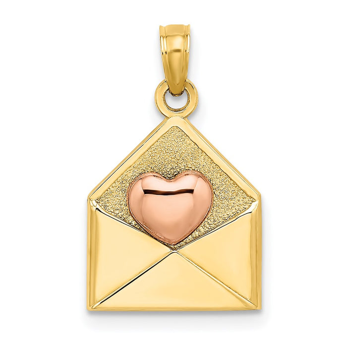 Million Charms 14K Rose & Yellow Gold Themed 3-D Xoxo Envelope Heart Charm
