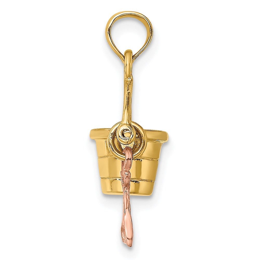 Million Charms 14K Rose & Yellow Gold Themed 3-D Beach Bucket & Shovel Charm