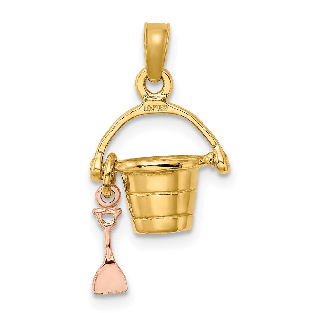 Million Charms 14K Rose & Yellow Gold Themed 3-D Beach Bucket & Shovel Charm