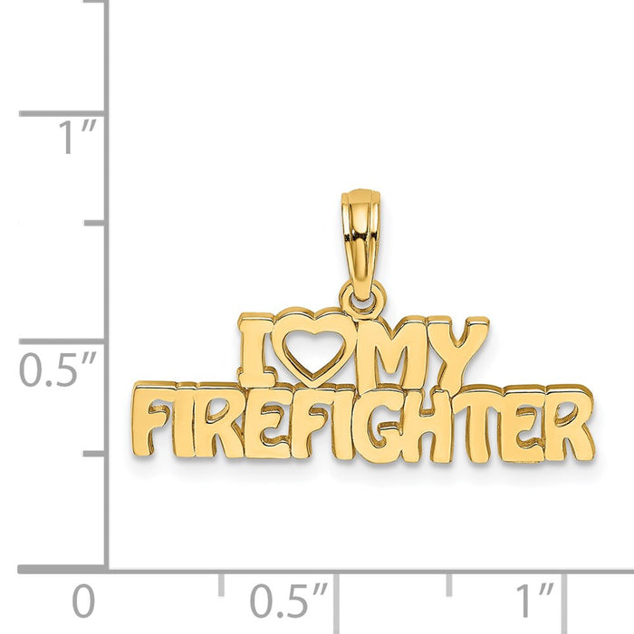 Million Charms 14K Yellow Gold Themed I Love My Firefighter Charm