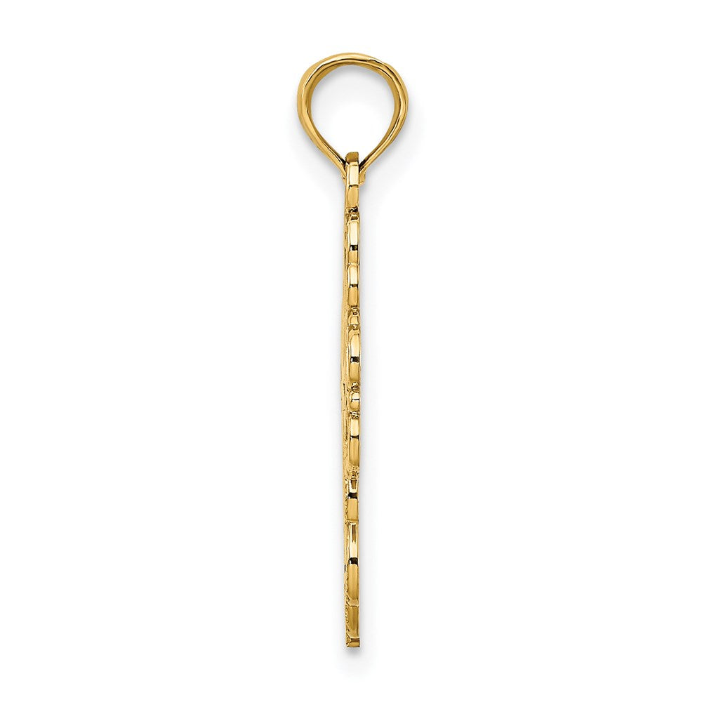 Million Charms 14K Yellow Gold Themed With Rhodium-Plated Beaded Lace Trim Relgious Cross Charm