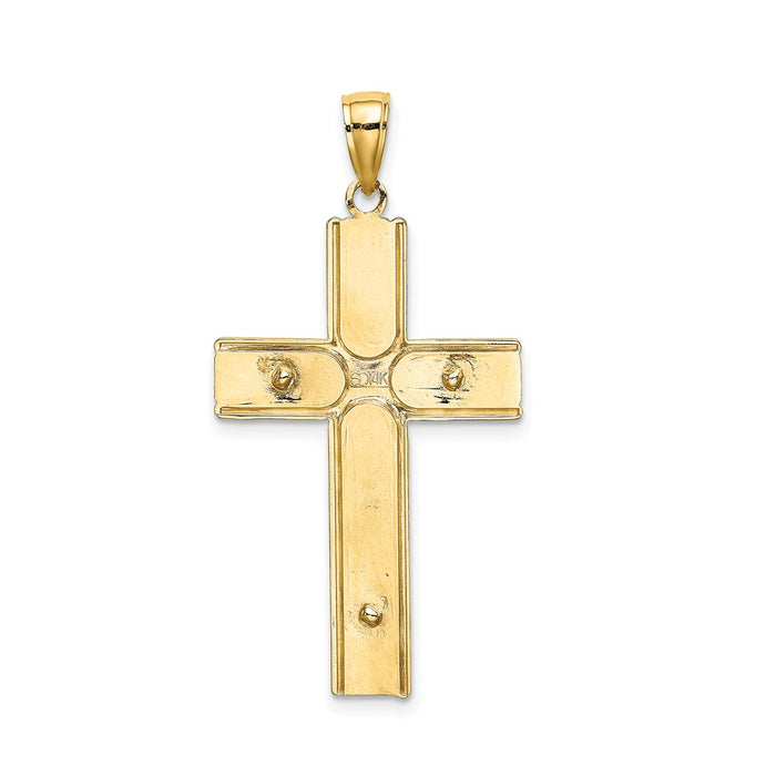 Million Charms 14K Yellow Gold Themed With Satin Finish In Middle Relgious Crucifix Charm