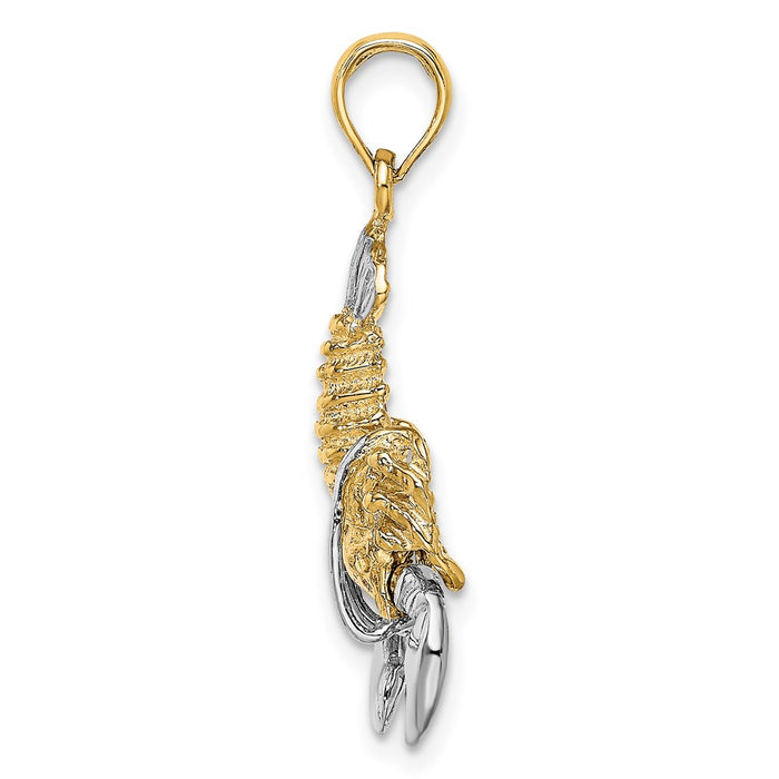 Million Charms 14K With Rhodium-Plated 2-D Moveable Lobster Charm