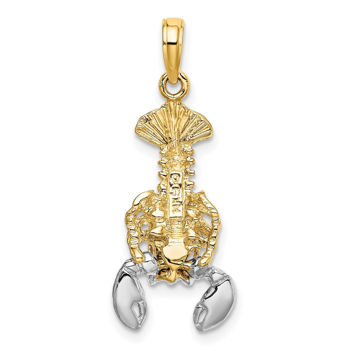 Million Charms 14K With Rhodium-Plated 2-D Moveable Lobster Charm