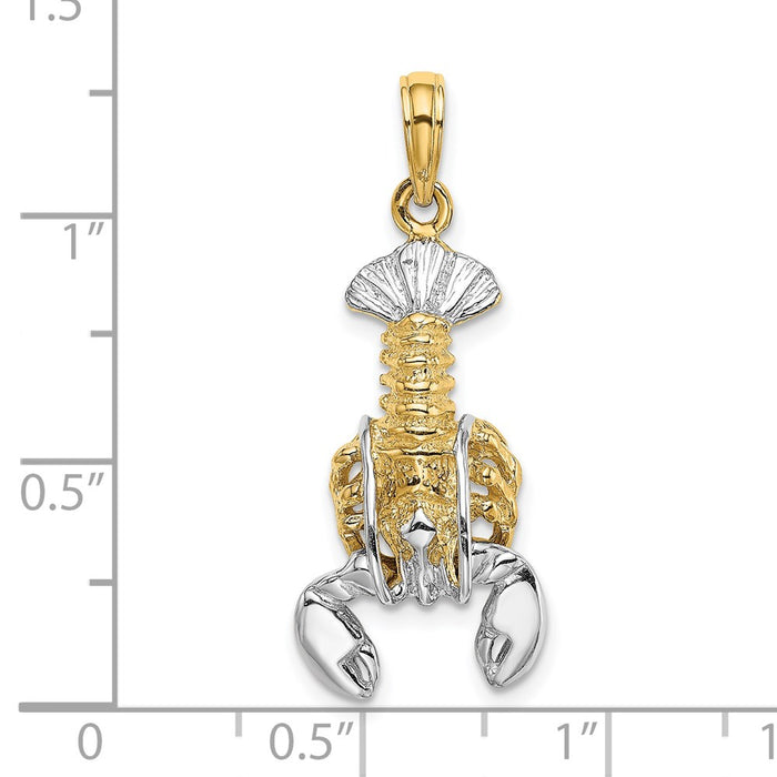 Million Charms 14K With Rhodium-Plated 2-D Moveable Lobster Charm