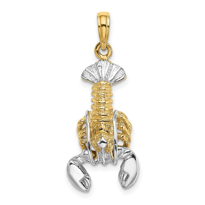 Million Charms 14K With Rhodium-Plated 2-D Moveable Lobster Charm