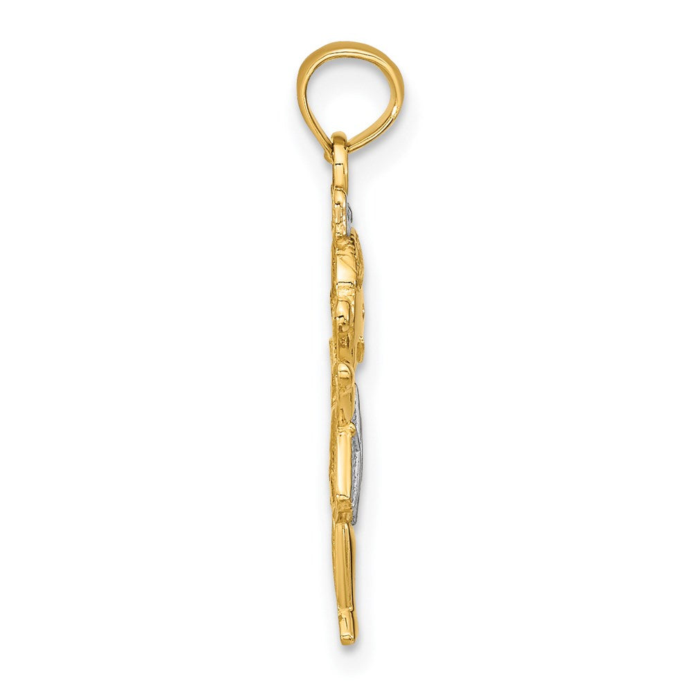 Million Charms 14K Yellow Gold Themed Textured With Rhodium-Plated Girl Charm