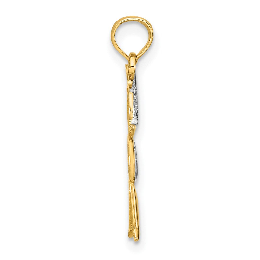 Million Charms 14K Yellow Gold Themed Textured With Rhodium-Plated Boy Charm