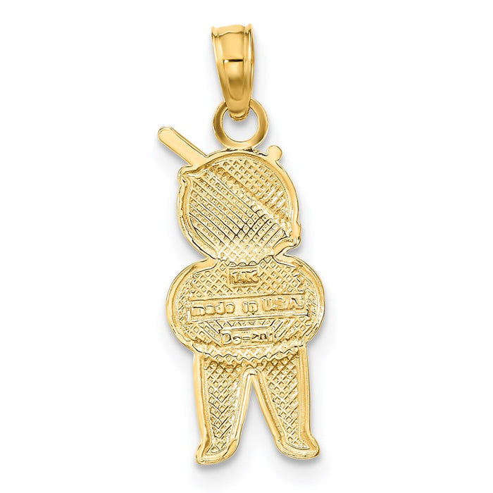 Million Charms 14K Yellow Gold Themed Textured With Rhodium-Plated Boy Charm