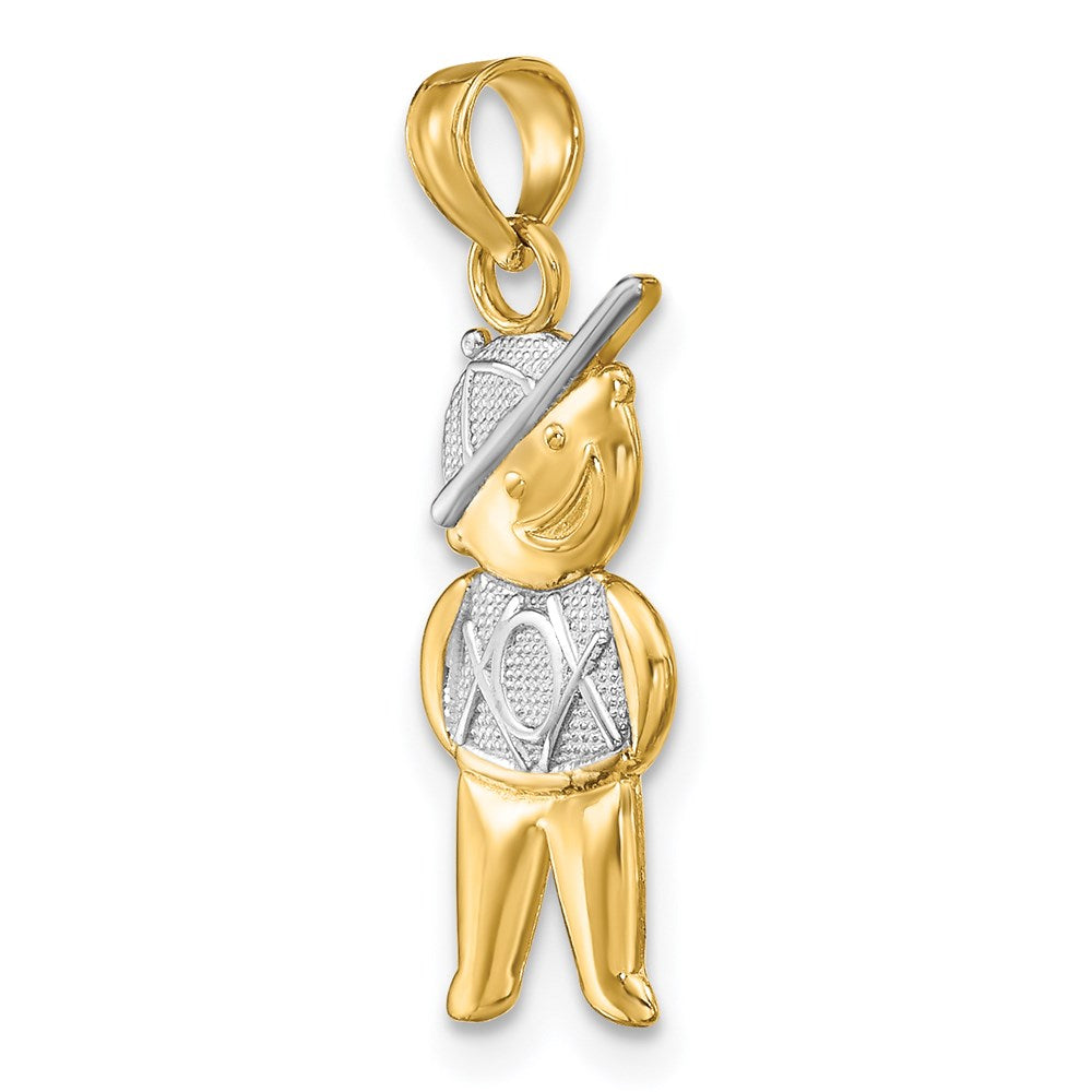 Million Charms 14K Yellow Gold Themed Textured With Rhodium-Plated Boy Charm