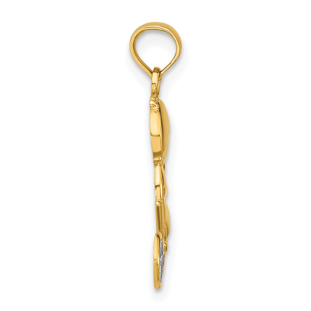 Million Charms 14K Yellow Gold Themed With Rhodium-Plated Little Boy On Bicycle Charm
