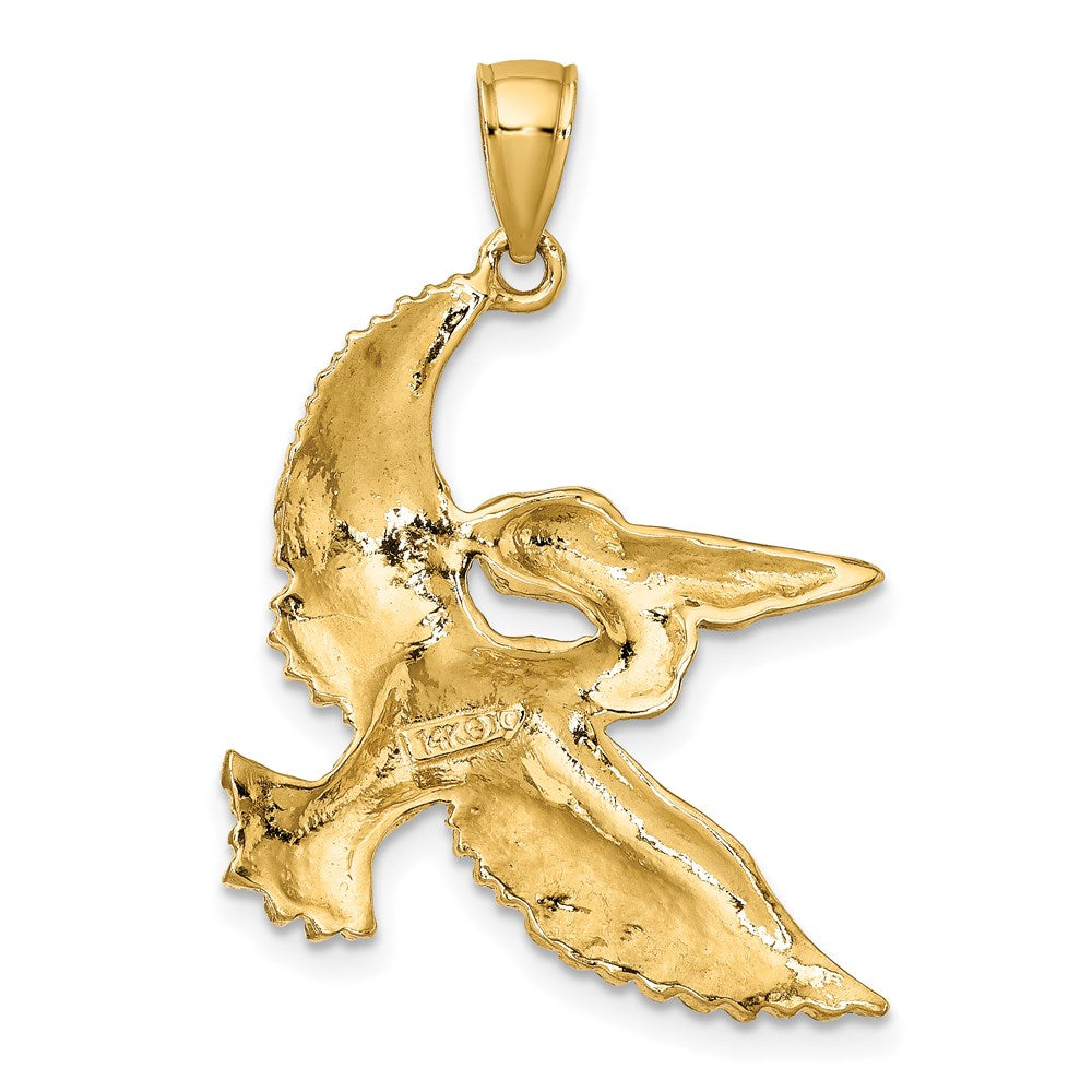 Million Charms 14K Yellow Gold Themed With Rhodium-Plated 2-D Flying Pelican Charm
