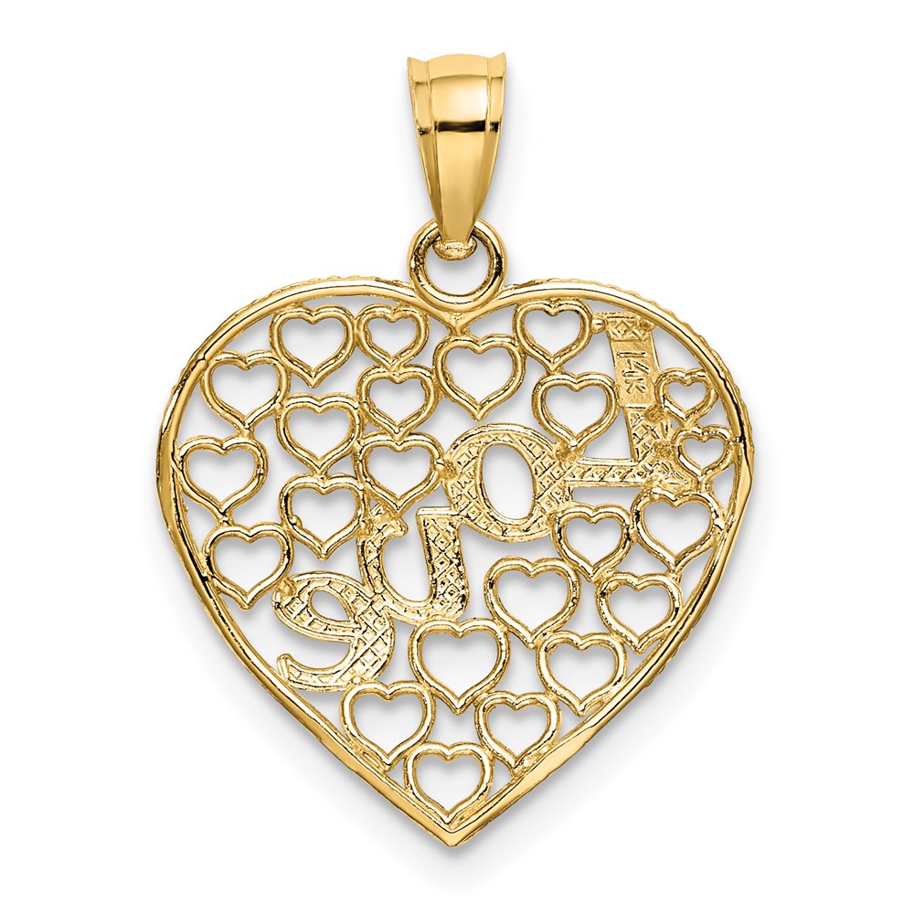 Million Charms 14K Yellow Gold Themed With Rhodium-Plated Heart With Love Charm