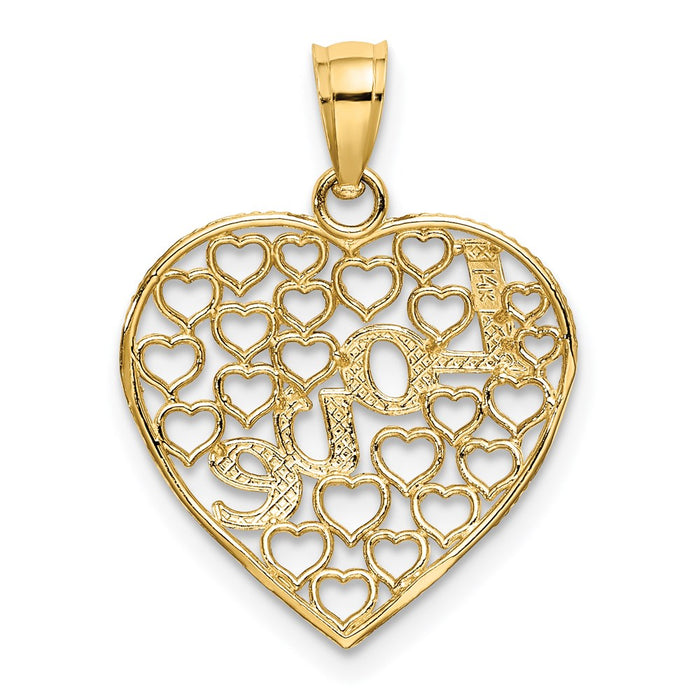 Million Charms 14K Yellow Gold Themed With Rhodium-Plated Heart With Love Charm