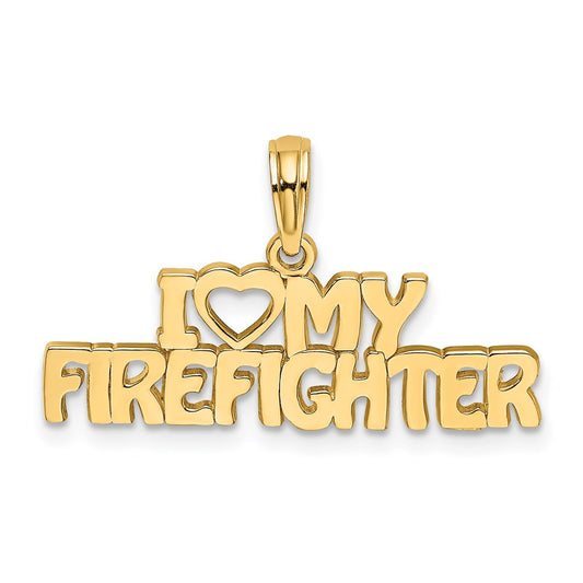 Million Charms 14K Yellow Gold Themed I Love My Firefighter Charm