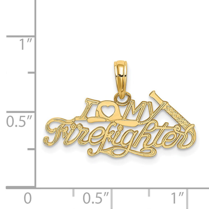 Million Charms 14K Yellow Gold Themed I Love My Firefighter Charm