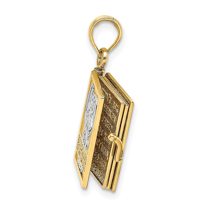 Million Charms 14K Yellow Gold Themed 3-D Angel Cover Book With I Said Prayer For You Charm
