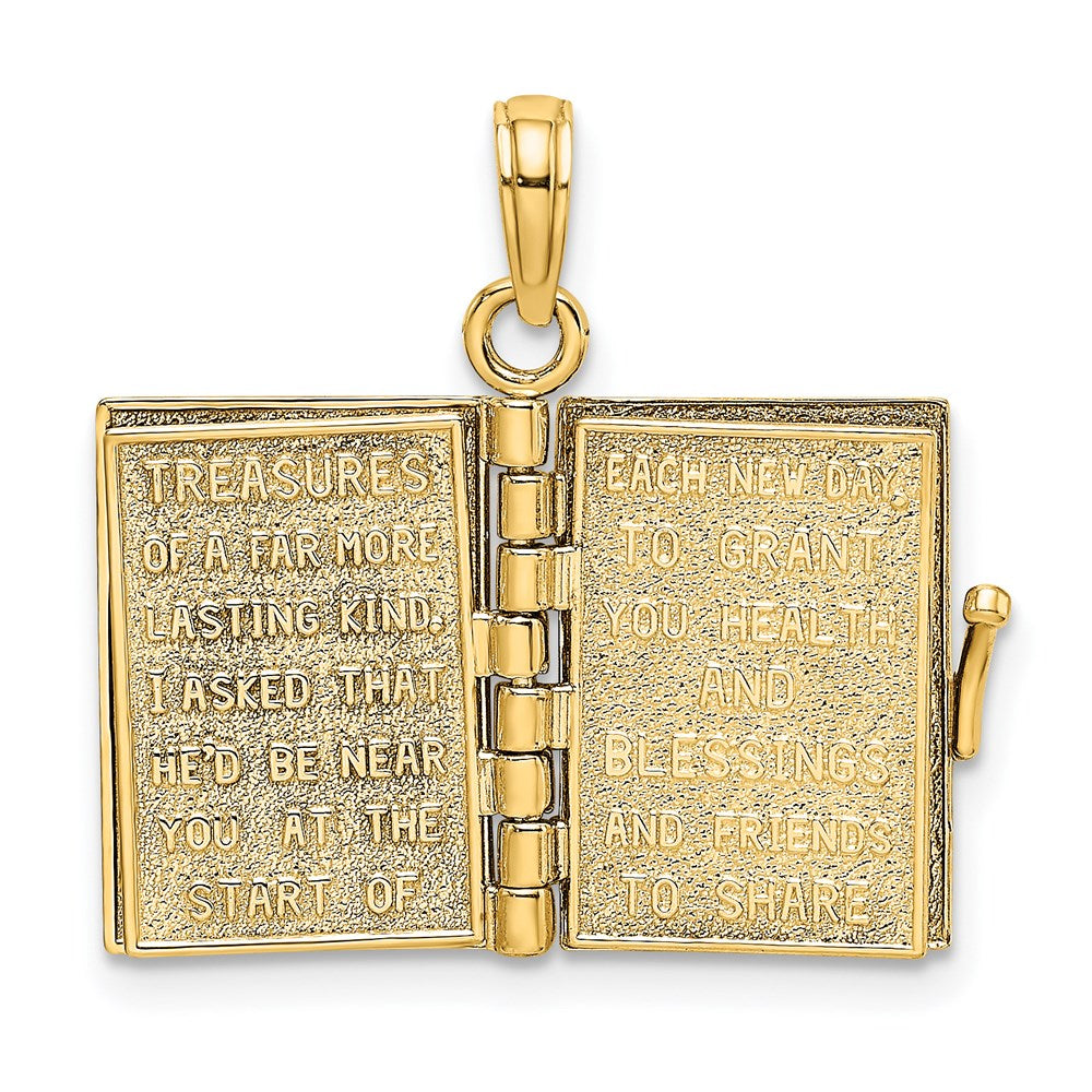 Million Charms 14K Yellow Gold Themed 3-D Angel Cover Book With I Said Prayer For You Charm