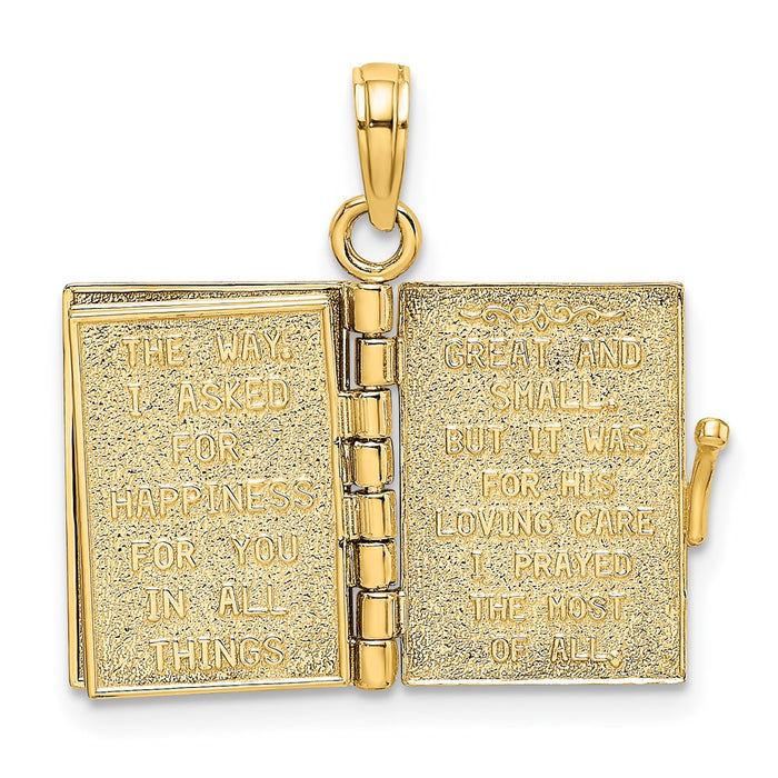 Million Charms 14K Yellow Gold Themed 3-D Angel Cover Book With I Said Prayer For You Charm