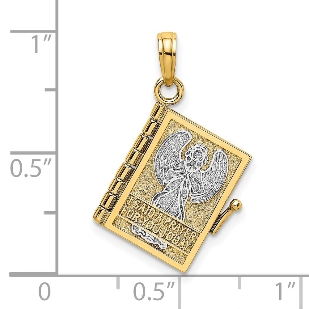 Million Charms 14K Yellow Gold Themed 3-D Angel Cover Book With I Said Prayer For You Charm
