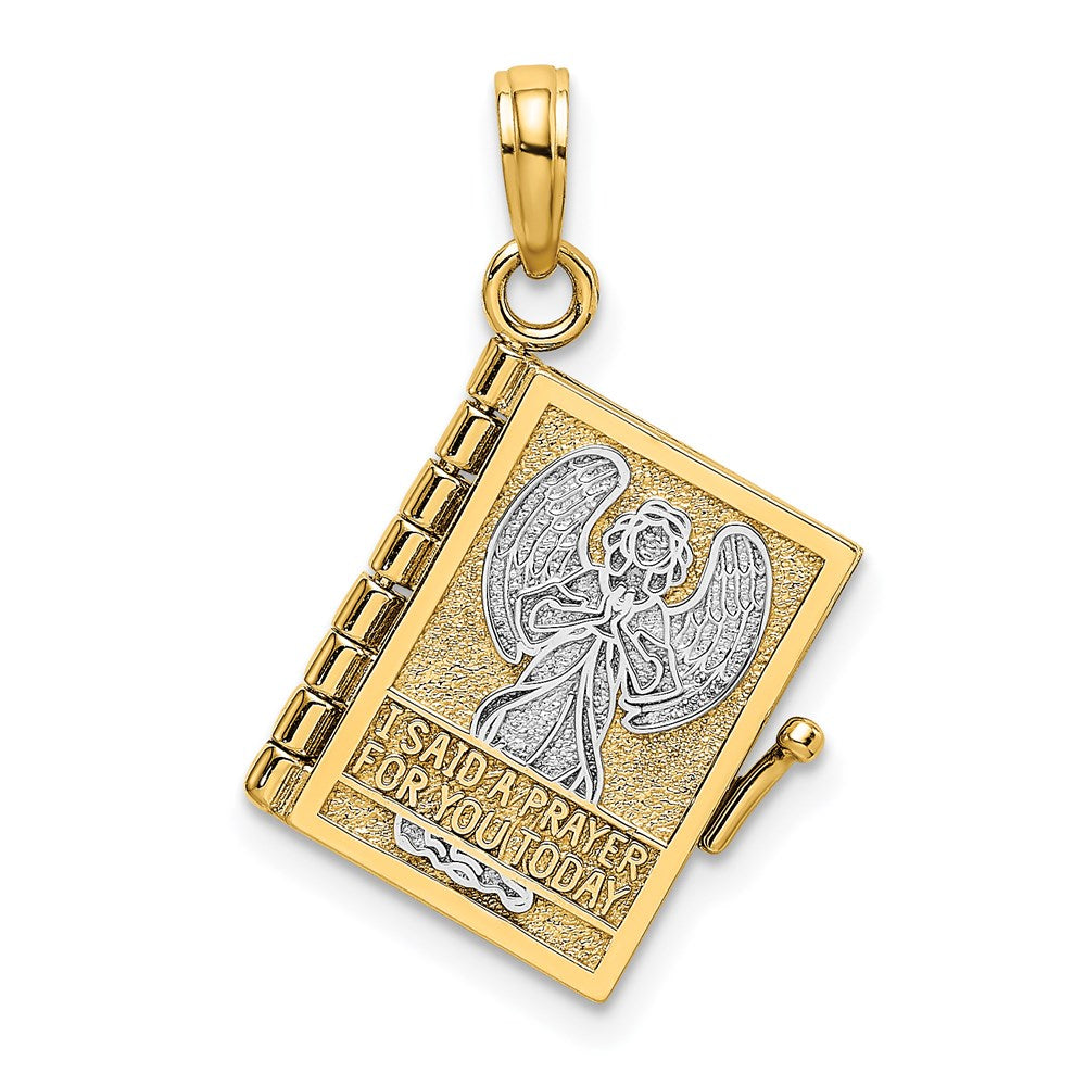 Million Charms 14K Yellow Gold Themed 3-D Angel Cover Book With I Said Prayer For You Charm