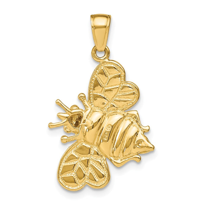 Million Charms 14K Two-Tone Gold Themed 3-D Bumblebee Charm