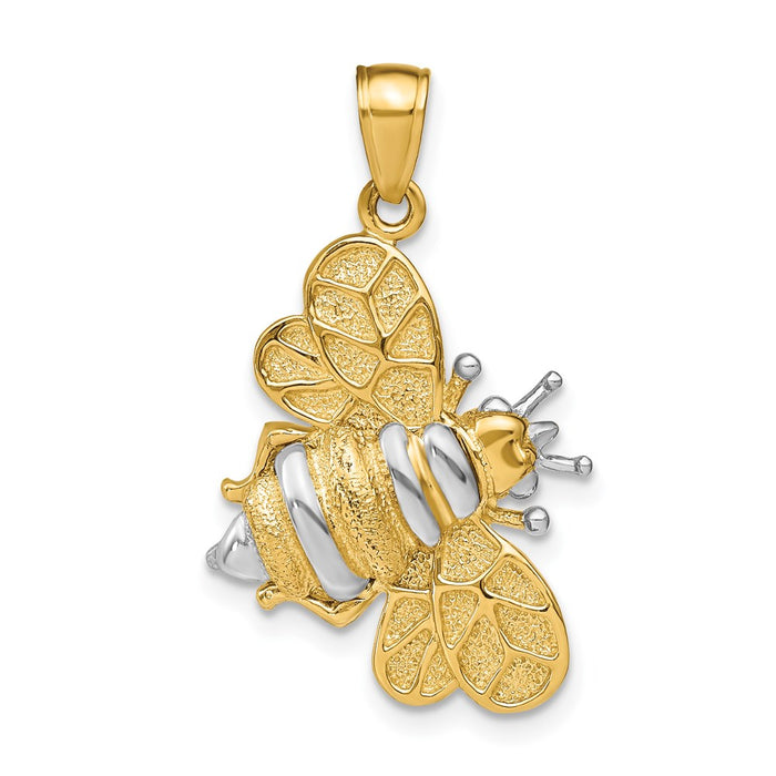 Million Charms 14K Two-Tone Gold Themed 3-D Bumblebee Charm