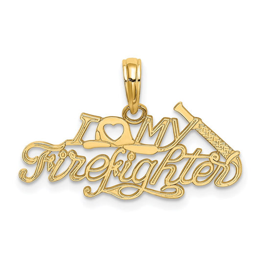 Million Charms 14K Yellow Gold Themed I Love My Firefighter Charm