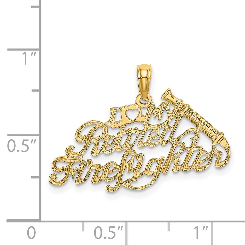 Million Charms 14K Yellow Gold Themed I Love My Retired Firefighter Charm