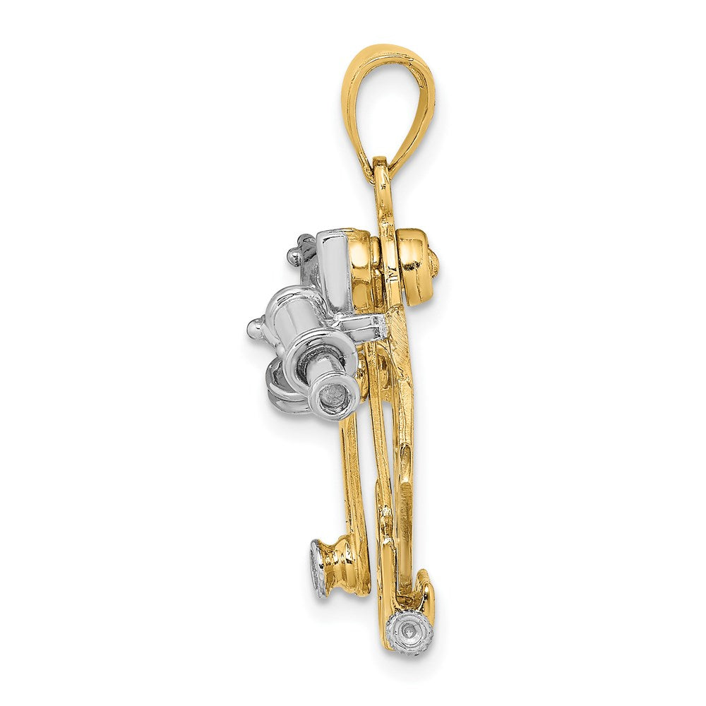 Million Charms 14K With Rhodium-Plated 3-D Moveable Old Fashion Compass Charm