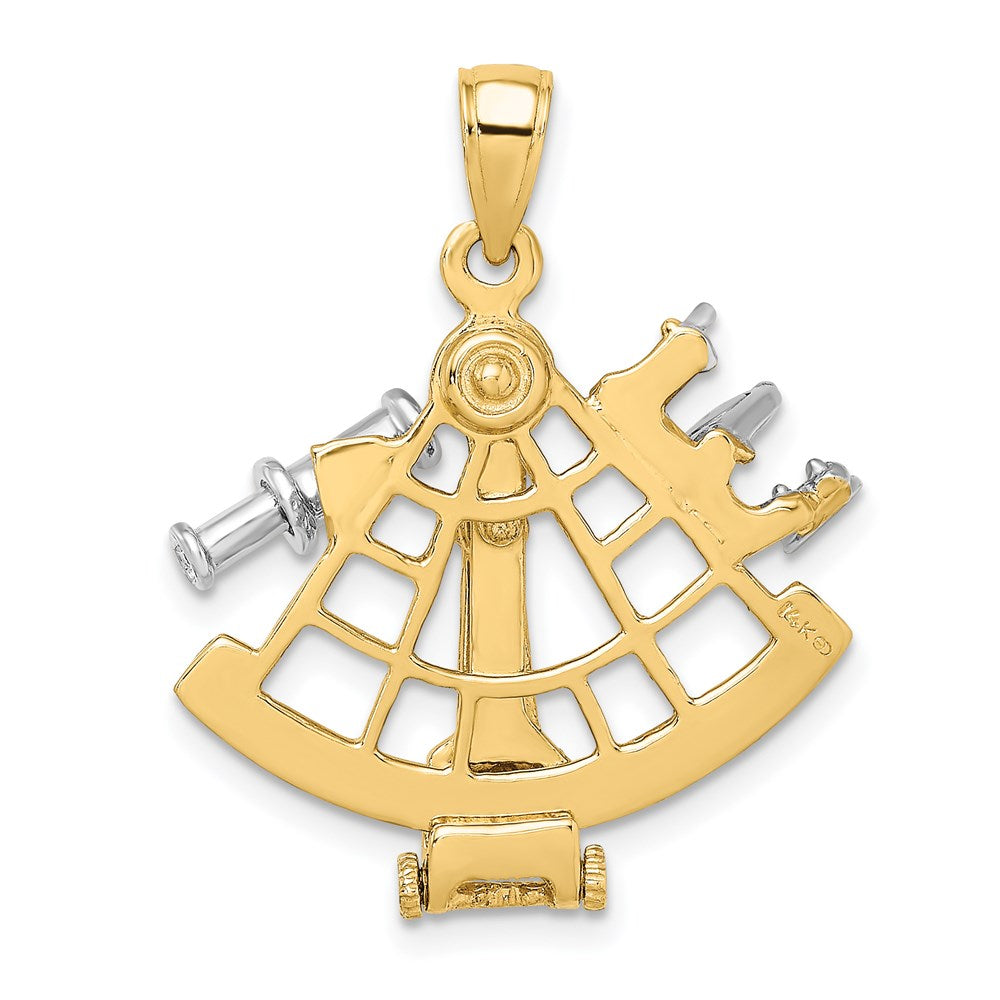 Million Charms 14K With Rhodium-Plated 3-D Moveable Old Fashion Compass Charm