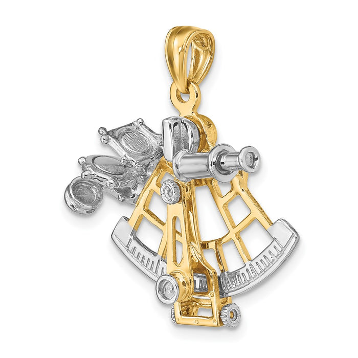 Million Charms 14K With Rhodium-Plated 3-D Moveable Old Fashion Compass Charm