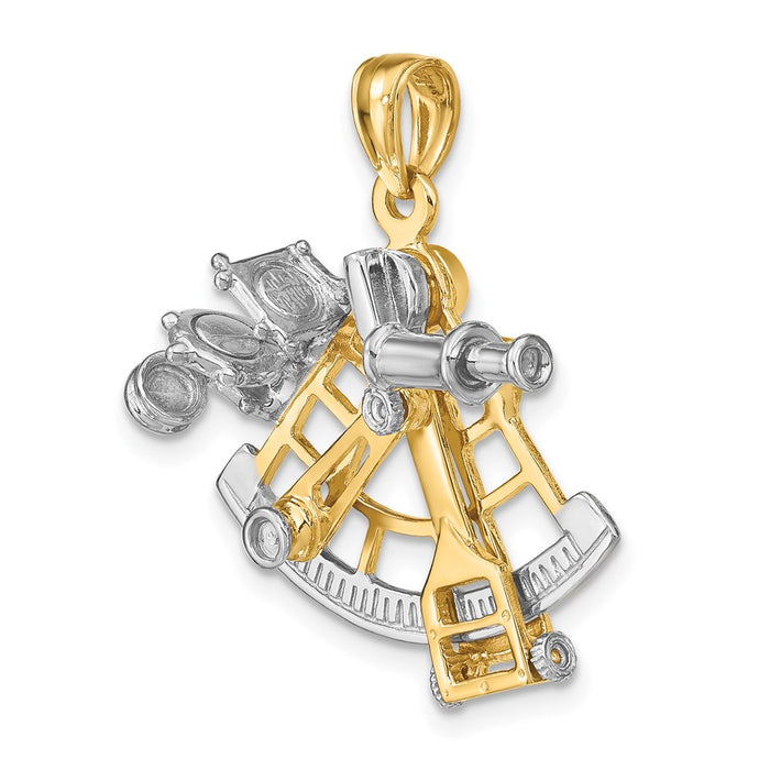 Million Charms 14K With Rhodium-Plated 3-D Moveable Old Fashion Compass Charm