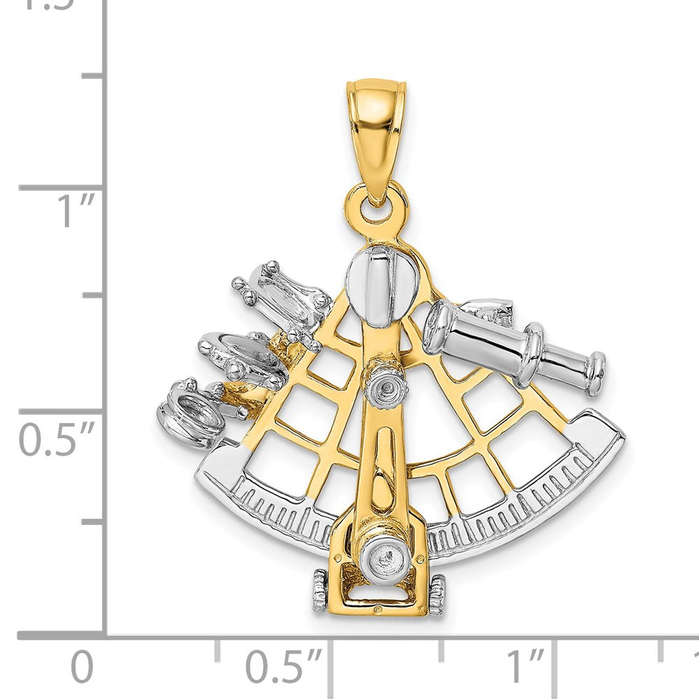 Million Charms 14K With Rhodium-Plated 3-D Moveable Old Fashion Compass Charm