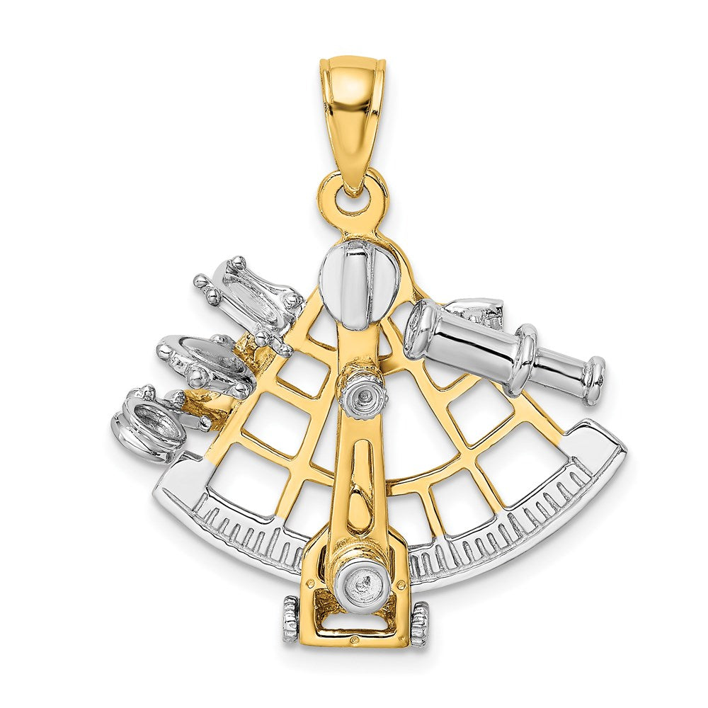 Million Charms 14K With Rhodium-Plated 3-D Moveable Old Fashion Compass Charm