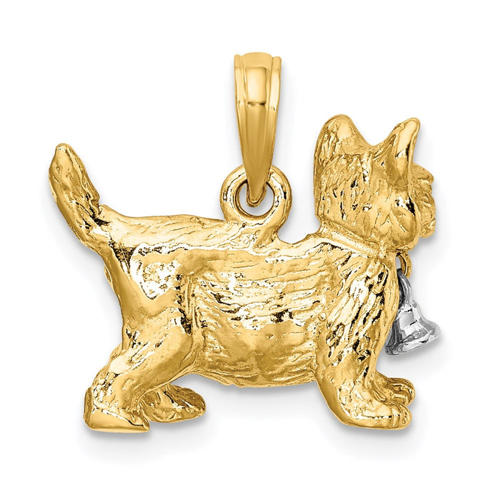 Million Charms 14K With Rhodium-Plated & 3-D Cat With Dangling Bell Charm