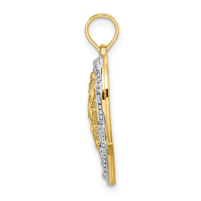 Million Charms 14K Yellow Gold Themed With Rhodium-Plated Outline & Diamond-Cut Heart Charm