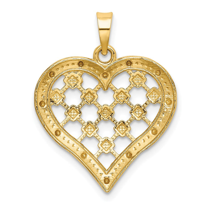 Million Charms 14K Yellow Gold Themed With Rhodium-Plated Outline & Diamond-Cut Heart Charm